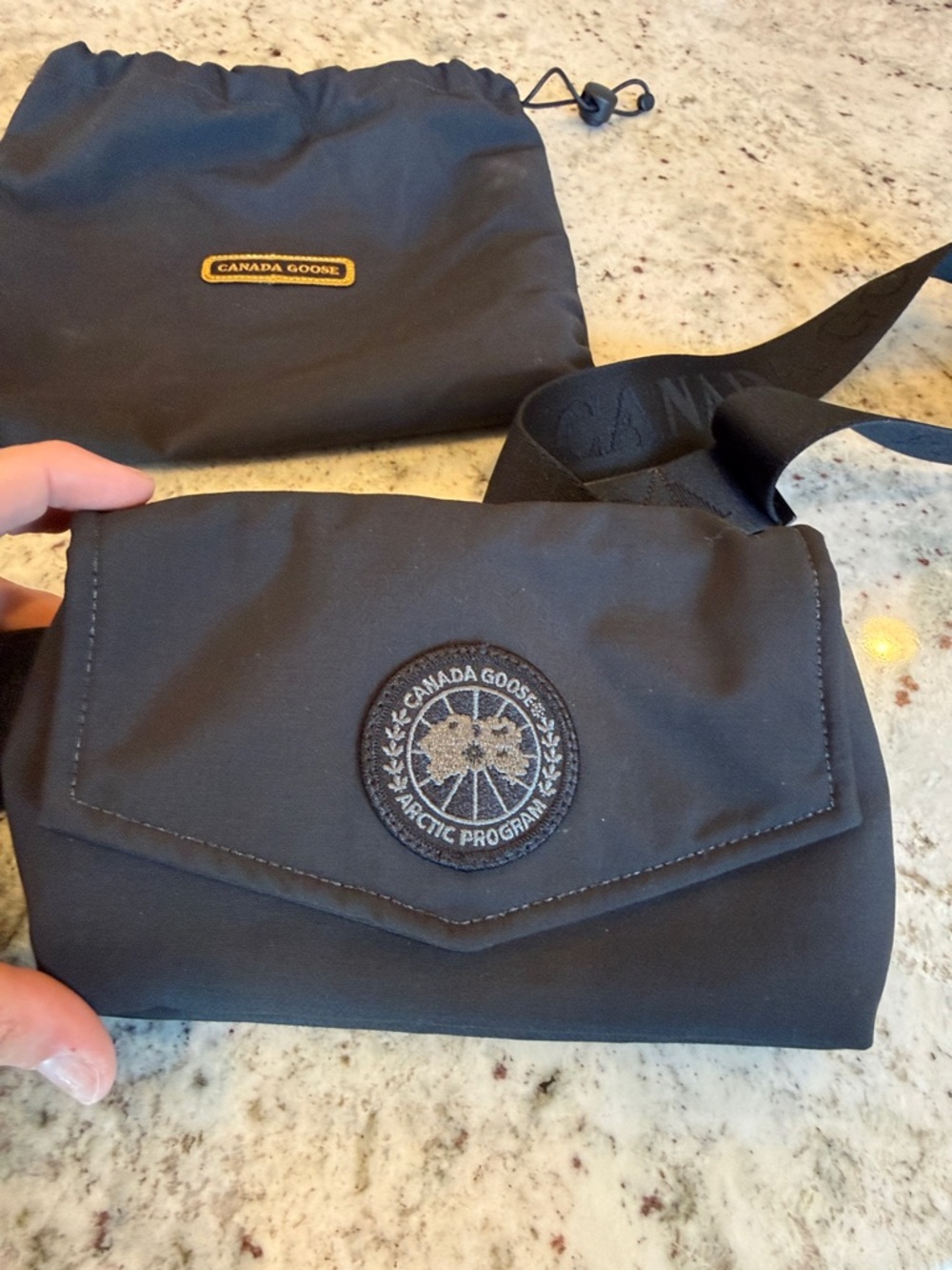Canada Goose Black Crossbody Pouch with Embroidered Patch